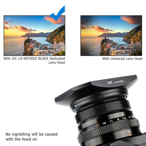 Image of JJC Metal Lens Hood Shade for Fuji XF 35mm F2 R WR, XF 23mm F2 R WR Lens | Bayonet, No Vignetting, Replaces Fujifilm LH-XF35-2 Lens Hood, with Protective Hood Cap, Not Affect to Use 43mm Lens Filter