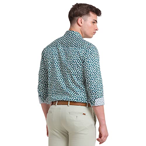 Image of Park Avenue Men's Pure Cotton Print Pattern Slim Fit Cut Away Collar Full Sleeve Casual Shirt