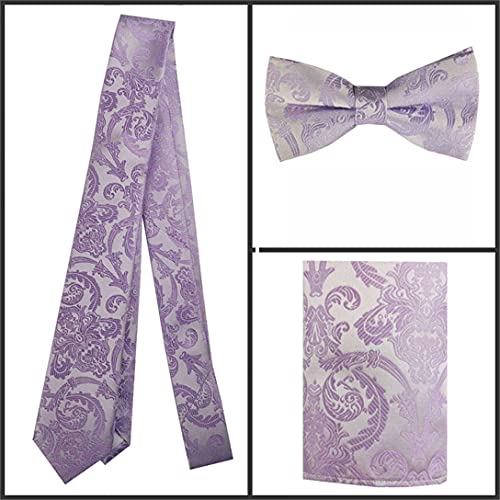 ME&SLEEVE Men's 4pc Classic Paisley Waistcoat Necktie Bowtie Pocket Square for Wedding Suit/Tuxedo3