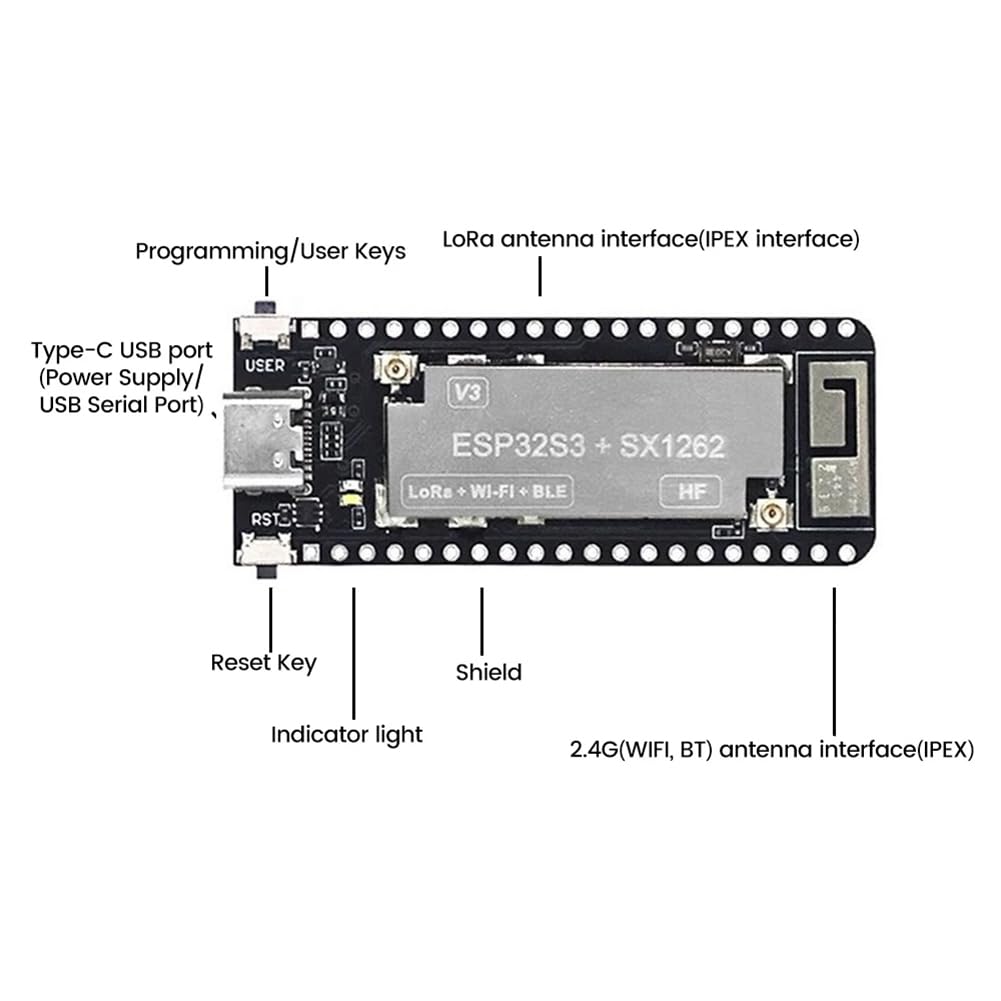 Placa de Desarrollo Inalámbrica 863-928MHZ Stick Lite V3 SX1262+ESP32S3 Placa de Desarrollo Lora Soporte Bluetooth WiFi