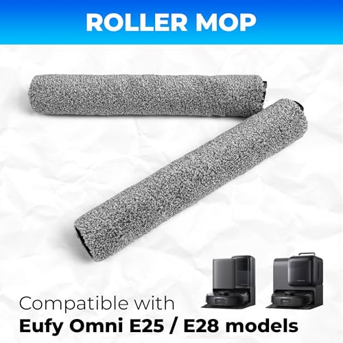 2 Pack Roller Mop Replacement for Eufy Omni E25, E28, S1, S1 Pro and S2 Robot Vacuum Cleaner, Washable Rolling Microfiber Cloth Mopping Pad, Durable Brush Floor Accessories, Effective Dust Cleaning by BuleVina - Used condition - Image 3