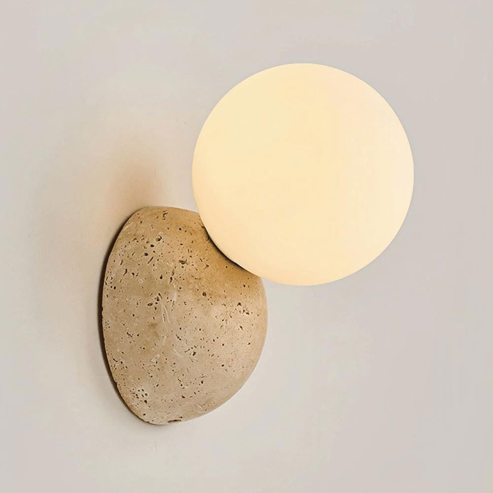 Xybzjp Multicolor G9 Screw Natural Yellow Travertine Wall Lamp, Modern Minimalist Style Wall Light, Hard Wire Connection Wall Sconce, Bedroom Dressing Table Corridor Decorative Lighting Fixtures