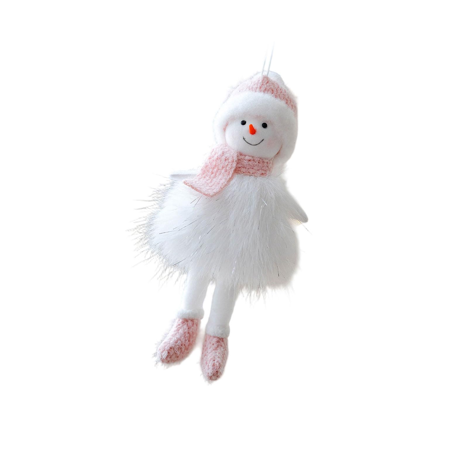 Snowman Plush Ornament for Christmas Decor, White Color Design for Tree Wall and Door Hangings Decoration Plush Snowman Decoration