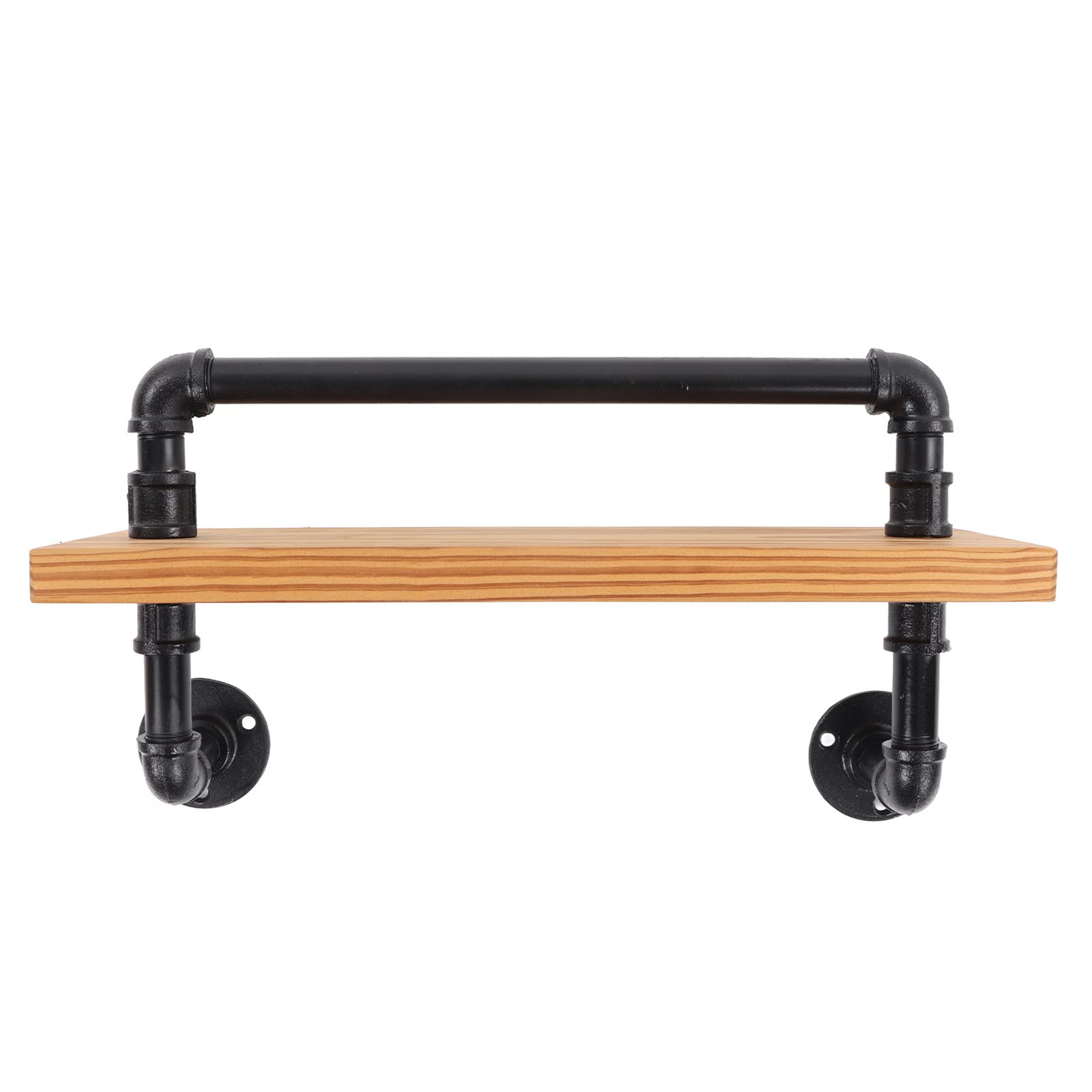 Étagère murale en bois et tuyaux fer forgé pour rangement cuisine