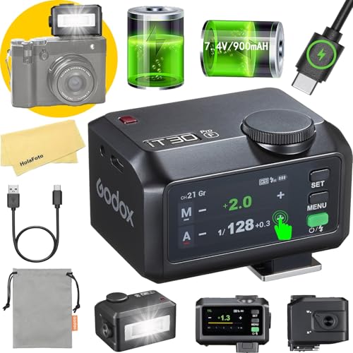 Godox iT30 Pro F iT30Pro-F Camera Flash for Fujifilm Fuji Camera Flash Speedlight Light,2.4G TTL1/8000 HSS,560 Full Power Shots,GN15,1.5s Recycle Time,7.4V/900mAh Li-ion Battery,with Standard Hot Shoe