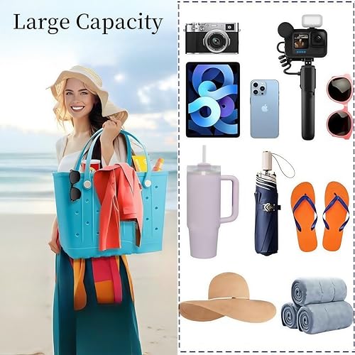 Rubber Tote Bag Large Beach Bag Waterproof Travel Tote Handbags for Beach,Pool Boat,Sports,Market4