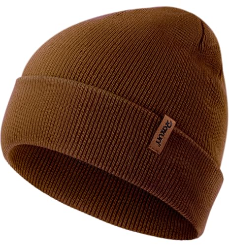ROXUN - ROXUN Knit Cuffed Beanie for Men/Women, Soft Warm Winter Hat Unisex Stocking Cap Coffee
