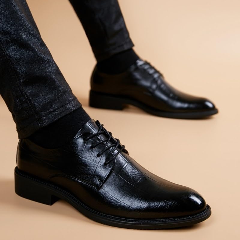 Evening Formal Oxford Shoes for Men Spanish Leather Lace-up Wingtip Non Slip Block Heel Anti-Slip Prom3