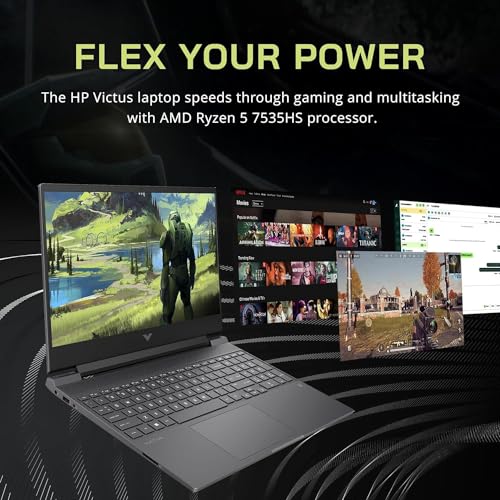 Image of HP 2023 Victus 15 Gaming Laptop, 15.6 inch FHD IPS 144Hz Display, AMD 6-Core Ryzen 5 7535HS (>i7-11800H), 32GB RAM, 1TB SSD, NVIDIA GeForce RTX 2050, Backlit Keyboard, Wi-Fi 6, Windows 11 Home