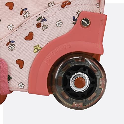 Image of J World Lollipop Kids Rolling Backpack & Lunch Bag Set for Elementary School. Carry-On Suitcase with Wheels, Pink Yard