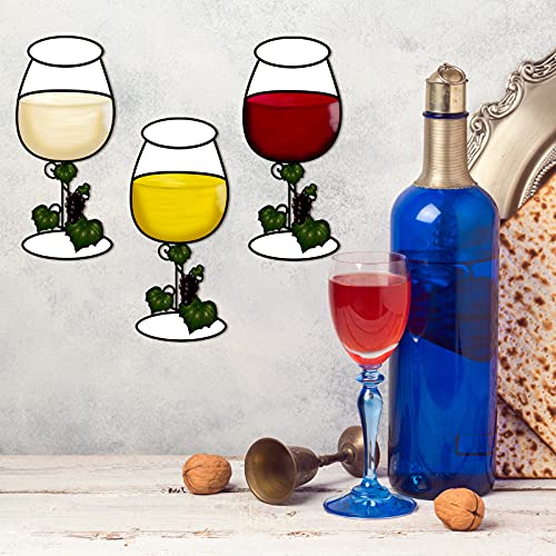 3 Pieces Wine Glasses Wooden Wall Decors Red White Yellow Wood Wine Glasses Wall Arts Vintage Wine Glasses Wall Decorations For Home Kitchen Dining Room Wall Decorations, 10.8 X 4.7 X 0.2 Inches #TOP6