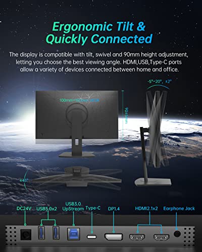 Image of KTC 32 Inch 4K Gaming Monitor, UHD MiniLED 144Hz 1ms Fast IPS Computer Monitor, FreeSync&G-Sync, HDR1000, HDMI /DP /USB /Type-C, Tilt Swivel Height Adjustment, M32P10