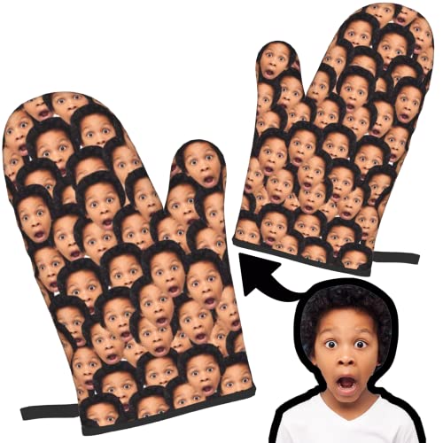 Custom Oven Mitts Personalized with Your Face Baking Gifts for Women for Kitchen Cooking BBQ Grillin-Style1, 2 Oven Mitts