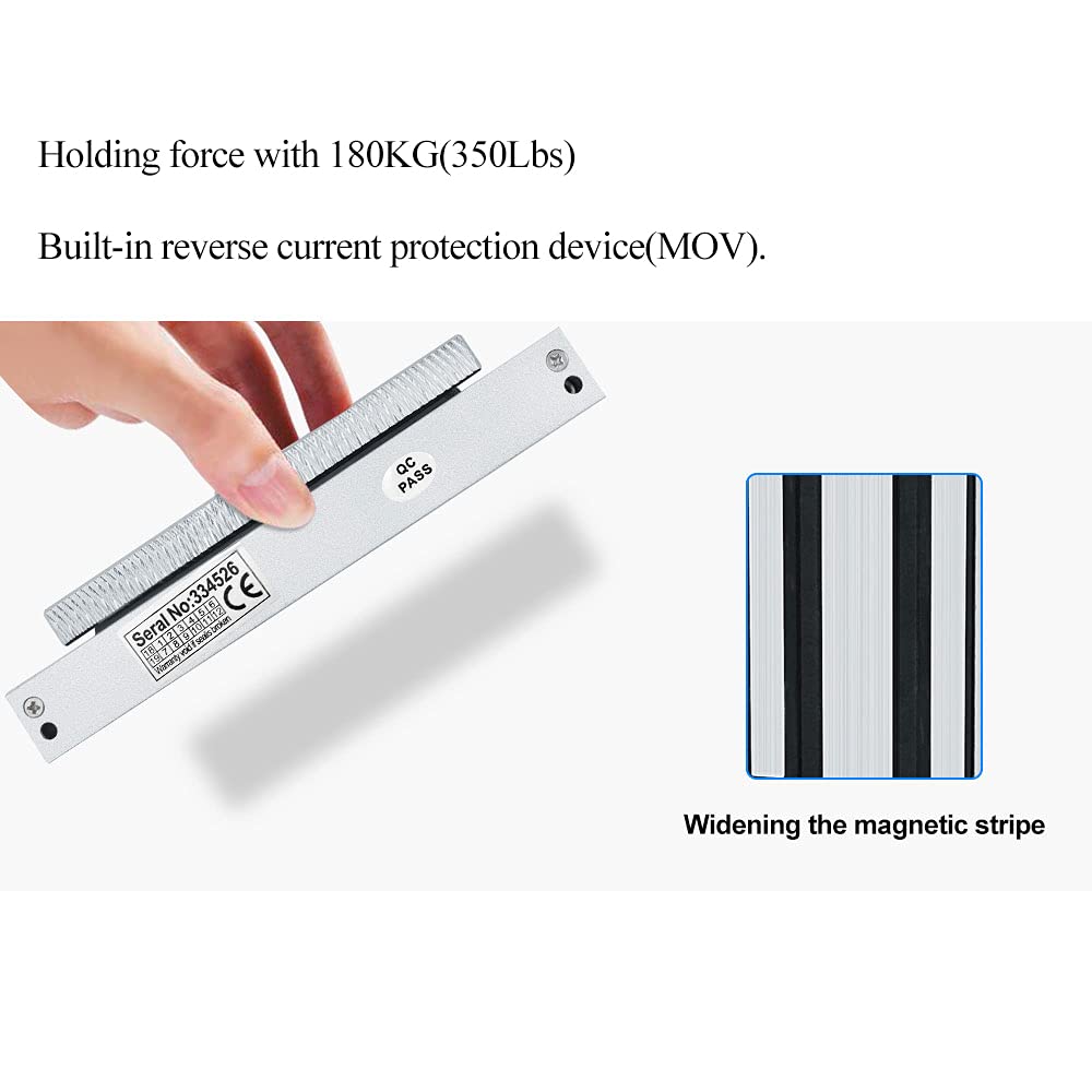 DC12V 180KG Cerradura Magnética Eléctrica 350lbs Fuerza de Retención Incluyendo Soporte de Montaje ZL,para Sistema de Seguridad en el Hogar,Puerta Adecuada de Madera/Metal/Vidrio