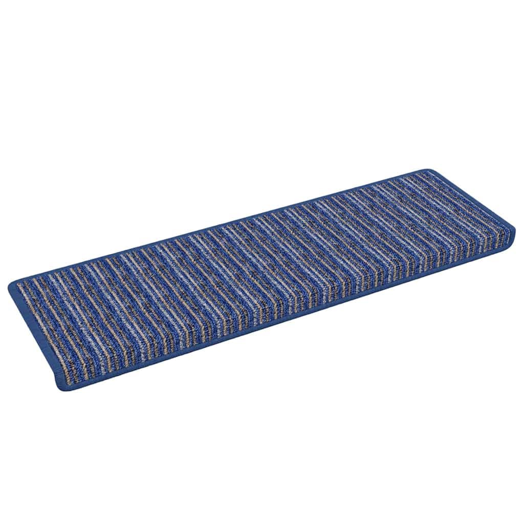 Tomostar Lot de 15 Marchettes d'escalier Antidérapant, Tapis d'escalier Autocollant Tapis pour Marche Protection d'escalier Rayé 15 pcs Bleu 65 x 21 x 4 cm