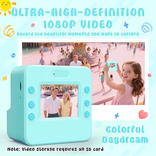 Caméra numérique HD 1080p impression instantanée objectif rabattable