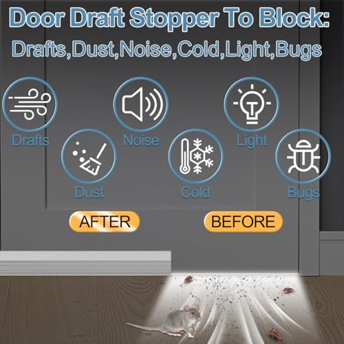 Image of Door Draught Excluder, Adjustable Door Sweep for Bottom of Door, Gap Filler for Exterior and Interior Doors, Door Weather Stripping Blocks Noise and Cold Air (39 Inch, Clear)