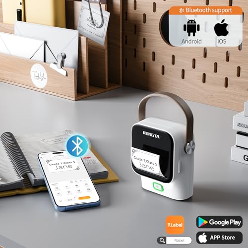 Rongta 2 INCH Label Maker,Portable Bluetooth Wireless Labeler Machine with Tape,Handheld Sticker Maker for Barcode Labels,Home School Supplies,USB Rechargeable,Compatible with iOS/ image 4