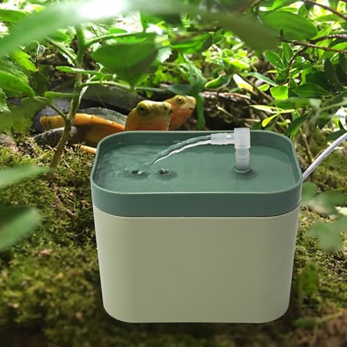 Reptile Water Bowl with Filtration System, Lizard Drinking Fountain, Bearded Dragon Tank Accessories, Reptile Habitat Waterfall for Bearded Dragon, Leopard Gecko, Chameleon, Snake