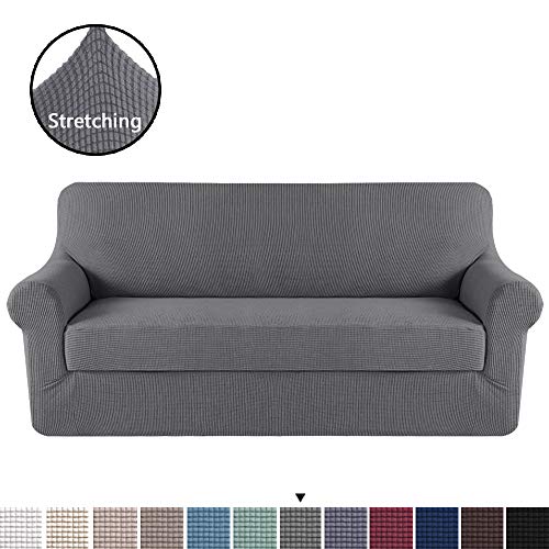 H.VERSAILTEX Sofa Cover 2 Piece Stretch Couch Covers for 3 Cushion Couch Sofa