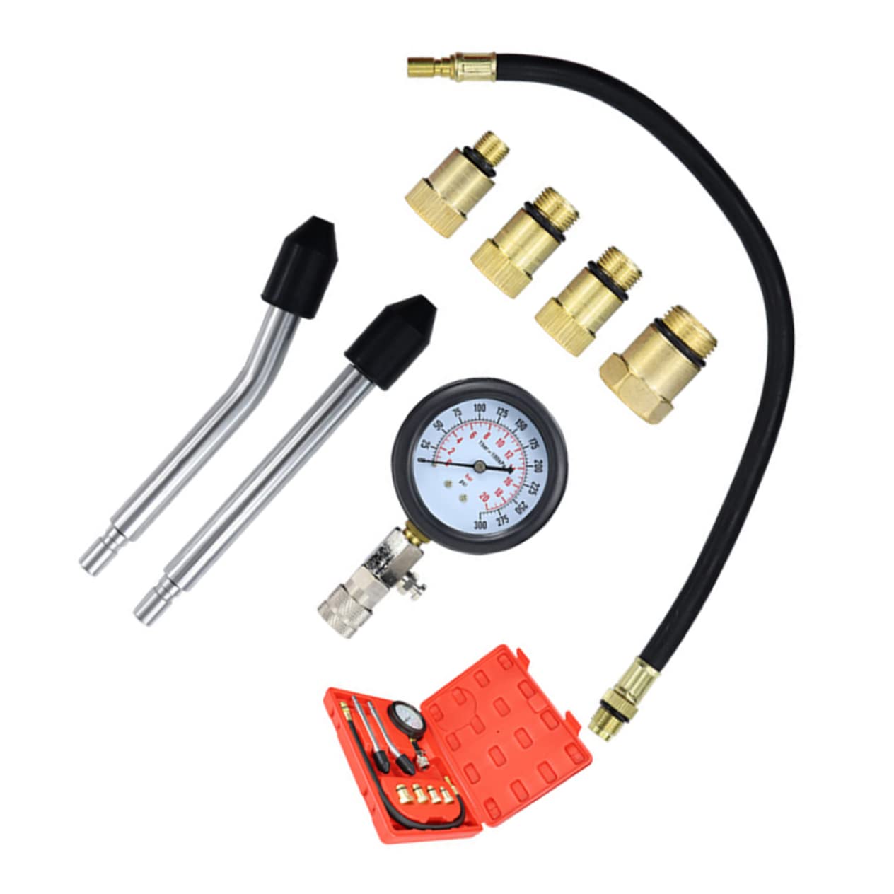 Cabilock Professional Cylinder Pressure Gauge Tester Kit for Cars Motorcycles Gas Engines 0-300psi/0-20bar Range