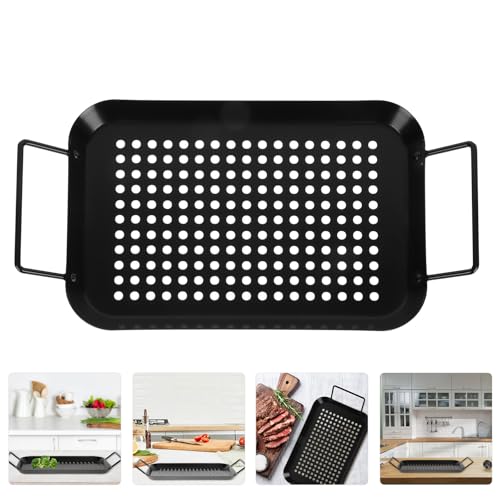 Placa de barbacoa antiadherente con acero negro resistente y mango ergonómico 7