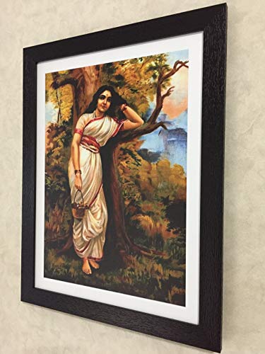 Image of Adventures� *Ahilya in Upwan*- Two Paintings by Raja Ravi Varma, Set of 2 Wall D�cor Frames. Matt Satin Print with MDF & 1 inchPS Black Frame. Size 14 inchx18 inch each.