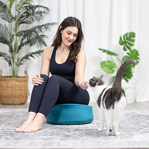 Satori Roots Meditation Cushion - You're Safe Here Meditation Design - Traditional Thick, Large Floor Pillow, Grounding Seating For Yoga (Tranquil Teal) #TOP6