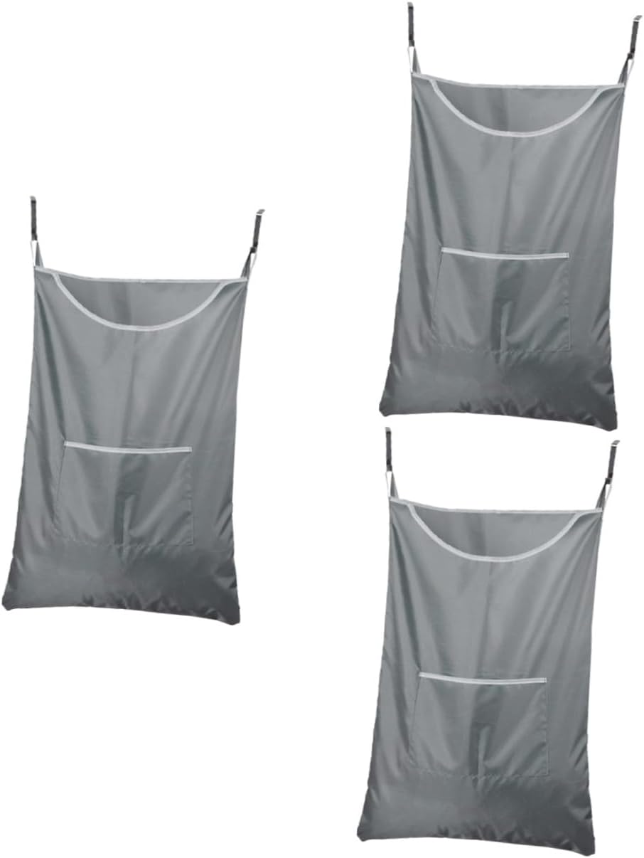 ABOOFAN 3pcs Clothes Hanging Bag Practical Gray Laundry Storage Bag for Dirty Clothing Sundries Premium Cloth Material Convenient Handles for Easy Movement for Home Organization