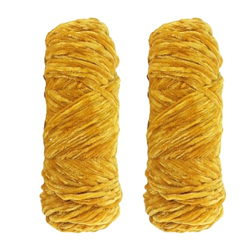 2pcs Yarn Velvet Knitting Yarn Soft Crochet Ball Craft Multi Colors, Ideal for Beginners Kids Crafts (Turmeric)