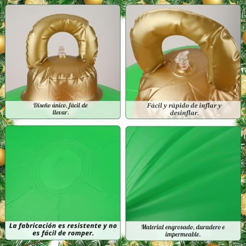 Miniatura 2 de Kaheign 2 Piezas Bolas Inflables Gigantes De Navidad, 60cm Roja Verde Bola Decorativa Inflable Adorno Navideño De Pvc Para Navidad Interior Exterior Hogar Jardín Césped Patio Porche Decoración