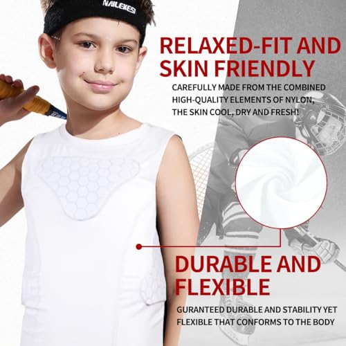 DGXINJUN Camiseta juvenil acolchoada com protetor de costela para crianças, meninos, meninas, colete