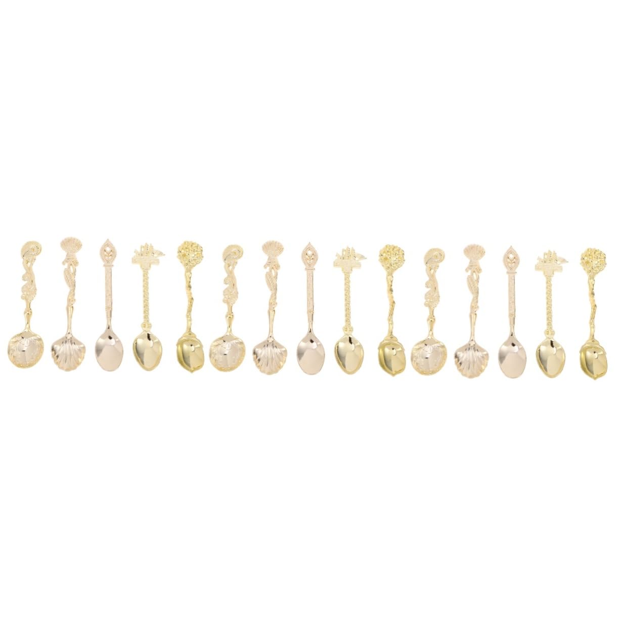 BESTonZON 15 Piezas Cucharas Doradas Para Café Cucharas De Café Antiguas Cucharas Soperas Juego De Cubiertos Cucharas De Espresso Kit De Cóctel Antiguo Cucharas Cafe Cristal Regalo