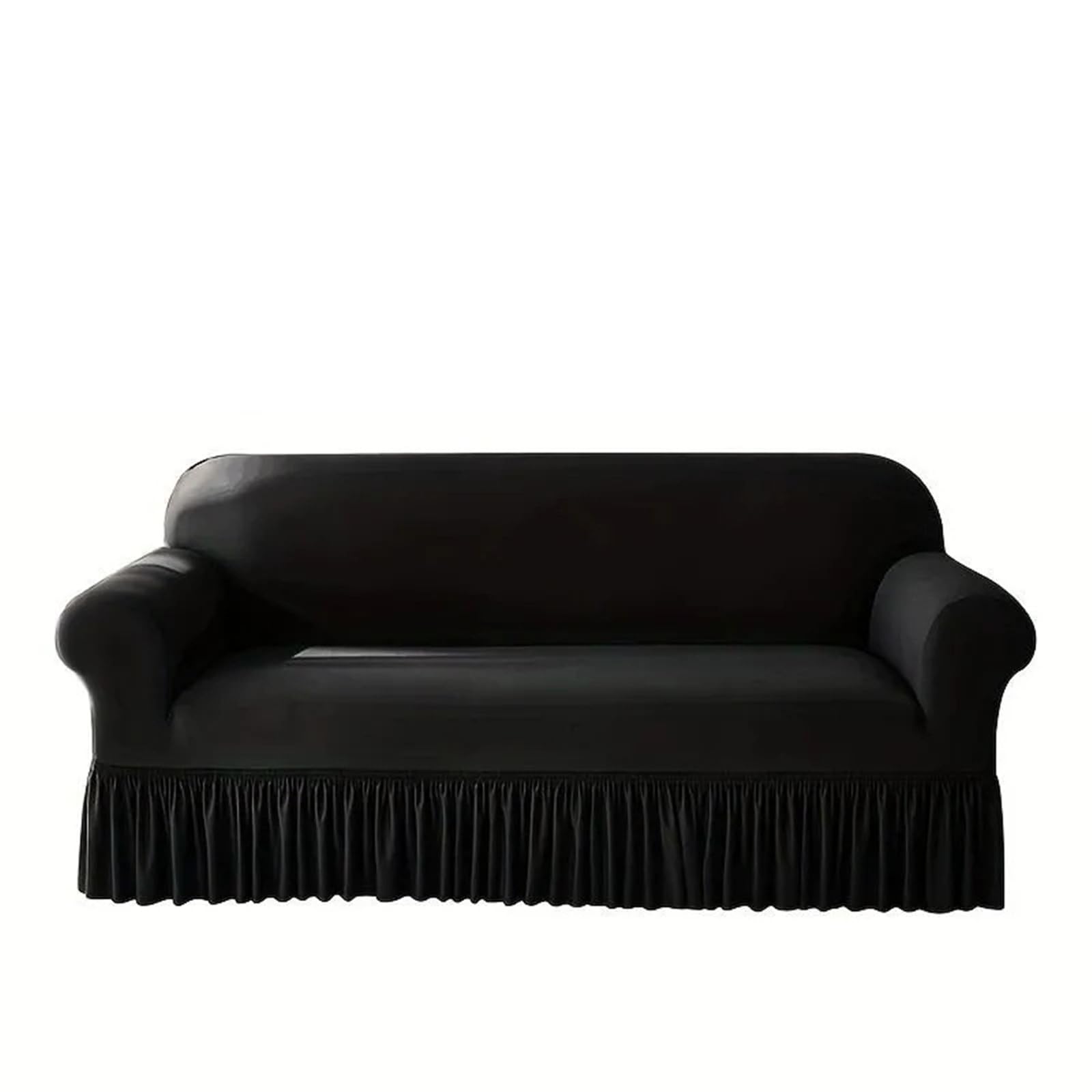 SUBLXPoten Sofa Cover with Skirt 1pc Stretch Sofa Cover for Living Room, Corner Covers with Skirt, Dustproof, Non-Slip for Home(Black,3Seater 190-230cm)