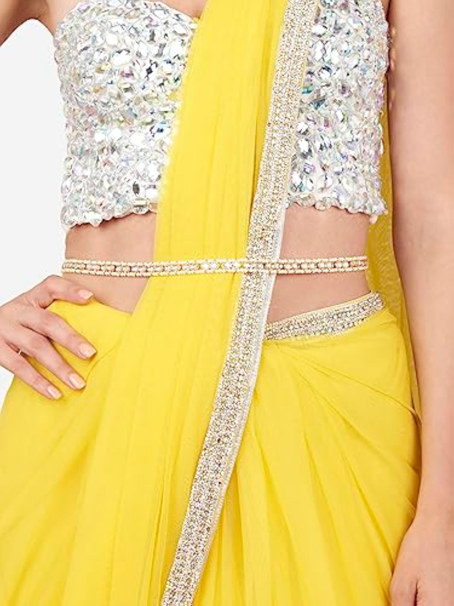 Women's Tone Dazzling Kundan & Beads Embellished Sleek Kamarbandh