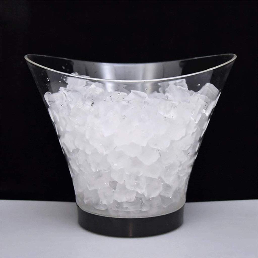 Seau à glace 6 Litres LED Seau À Glace Grande Capacité Refroidisseur De Vin LED Étanche Rétro Champagne Vin Boissons Seau À Bière, Alimentation Par 4 Piles AAA, for Fête Maison Bar Garde la glace froi
