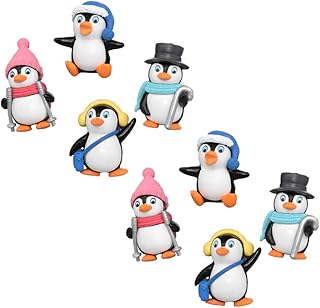 NUOBESTY Cute Penguin Characters Toys Mini Penguin Figure Collection Playset, Penguin Cake Topper, 8 Pieces