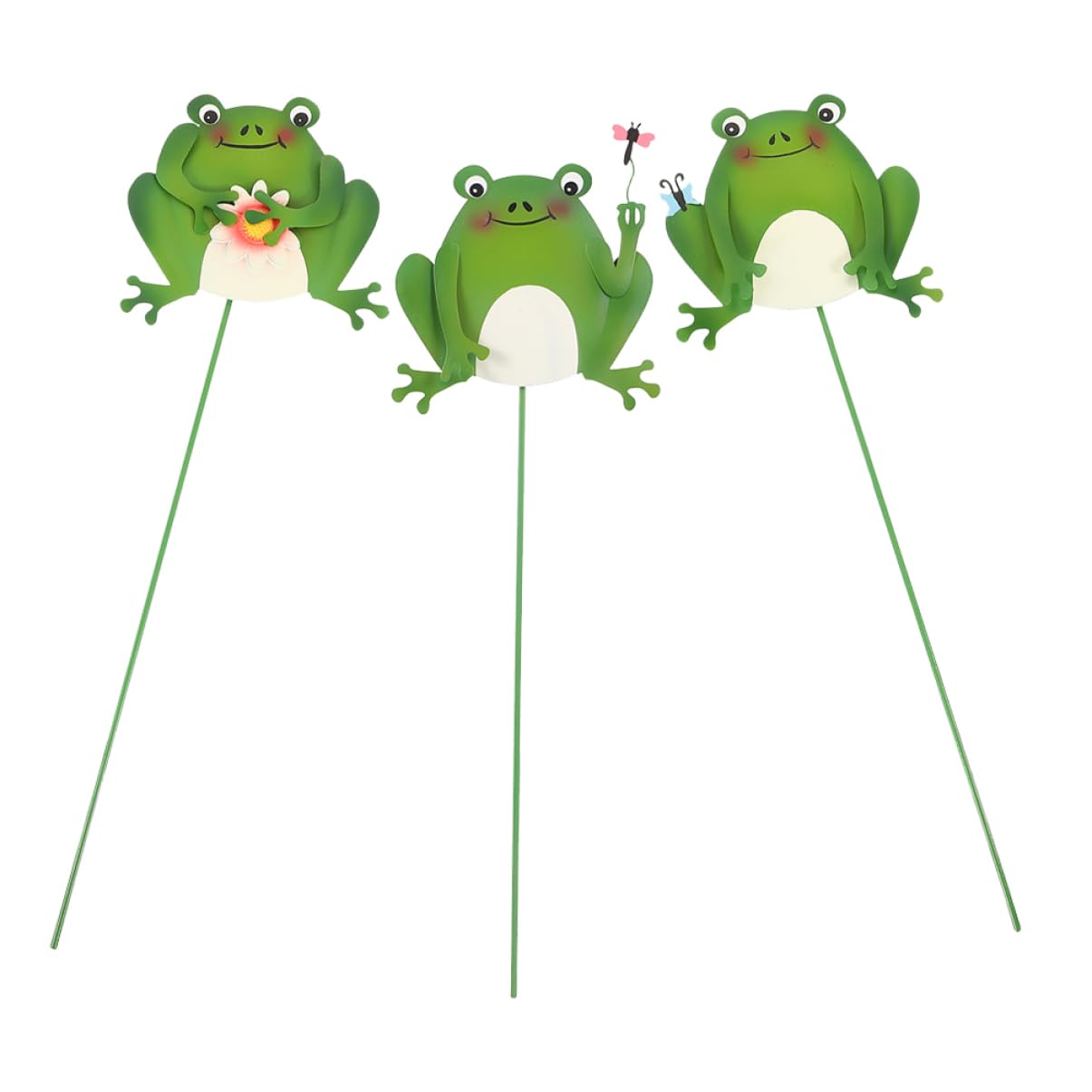 Toyvian 5 Sätze Metallfrösche Für Gartenstecker Dekorative Gartenfiguren in Cartoon Design Für Blumenbeete Und Höfe Lebendige Deko Für Gartenliebhaber Und Frogs Fans 3 Stück * 5