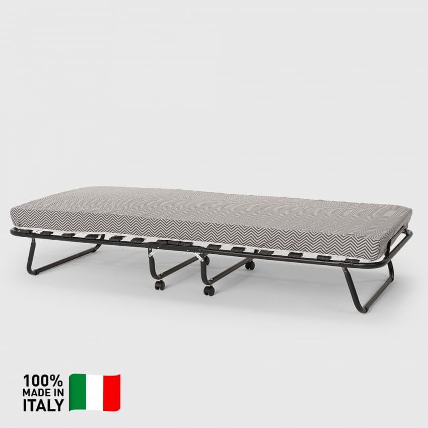 Produce Shop Brandina Letto Pieghevole con doghe e Materasso 80x180cm in Microfibra Apollo - Verde