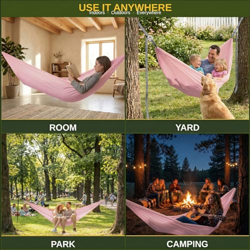 Sunyear Ultralight Camping Hammock (10 oz) - 20D Nylon, 600 lbs Capacity, Patent Quick-Adjust Buckles and 2x10 ft Tree Straps, 104" x 56", Backpacking, Hiking, Travel, Indoor/Outdoor — view 4