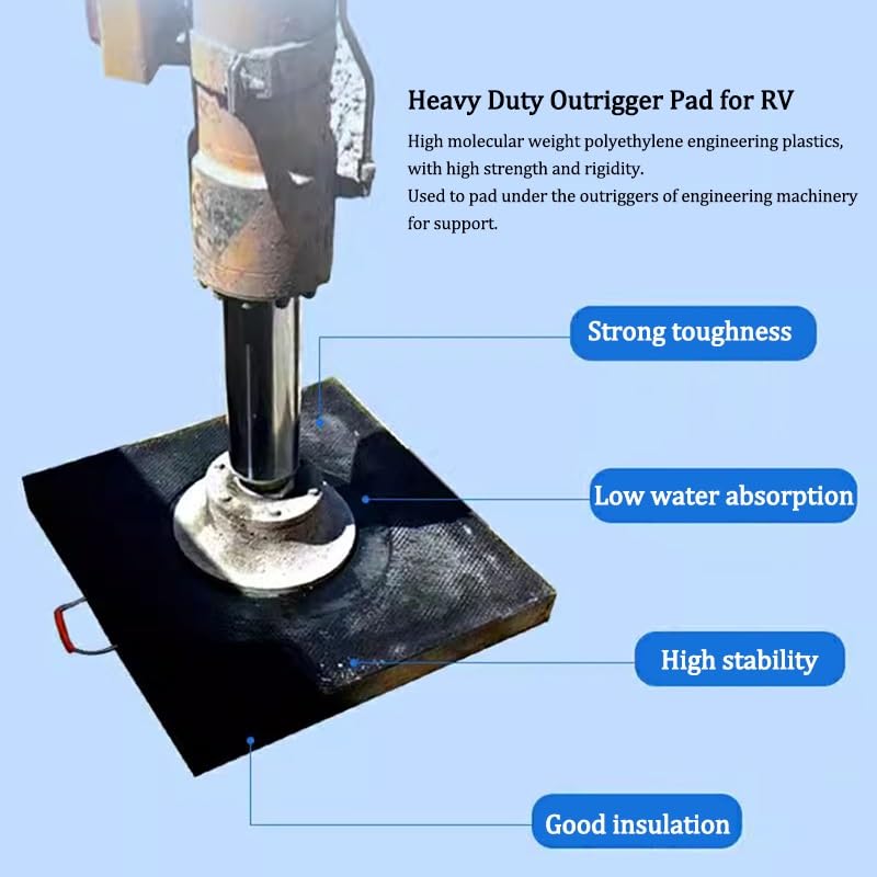 PFCDZDU Heavy Duty RV Jack Pads, Black Stackable Tow Truck Outrigger Leveling Pad, Prevents Sinking Crane Trailer Mat, Stabilizing Wrecker Landing Gear Pad(19.7x19.7x2.8in(50x50x7cm))