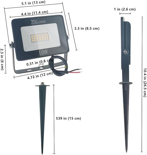 Miniatura 4 de ZSGoes Paquete de 6 luces LED de 10 W de color blanco cálido para exteriores, impermeables, IP65, reflector de pared, luz de paisaje de seguridad,