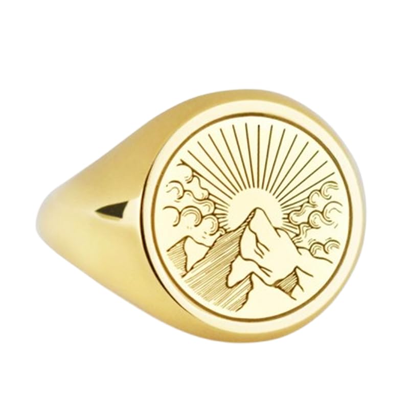 Chevalière de montagne argent sterling 925 plaqué or taille US 12,5