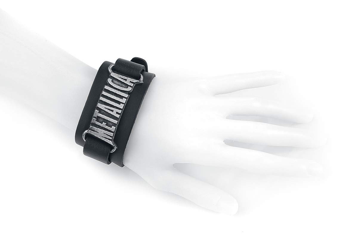 Metallica Logo Lederarmband schwarz