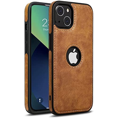 AIOVETEAB Cover Compatibile con iPhone 13,PU Pelle Premium Custodia Slim Sottile Retrò Business Flessibile Antigraffio Case Posteriore Protettiva Per iPhone 13 (Marrone)