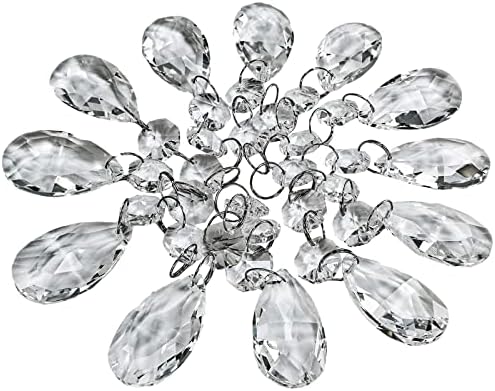 Supla Pack of 24 Teardrop Chandelier prisms candle chandelier Crystal Pendants Glass Pendants Beads