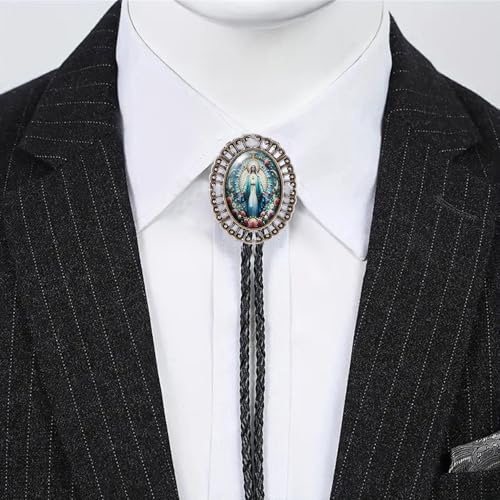 Image of Jeilwiy Bolo Tie for Men Western Cowboy Gothic Bolo Tie Necklace Halloween | Glow in Dark Bolo Tie for Men Women, 3D Halloween Bolo Tie, Gothic Western Ties, String Ties for Men Rodeo Leather Necktie