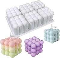 Vista 9 de Juego de 6 moldes de vela de silicona para hacer velas, molde de vela de burbujas de bola de hilo, molde de silicona rosa 3D, molde de pastel