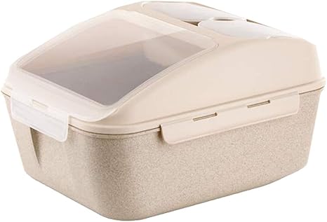 Amazon ふた付き気密食品保存容器 シリアルディスペンサーローラー付き キッチンカウンター用ドライフードキャニスター 耐熱性 お手入れが簡単 Color Beige Size 22 29 41cm 保存容器 キャニスター オンライン通販