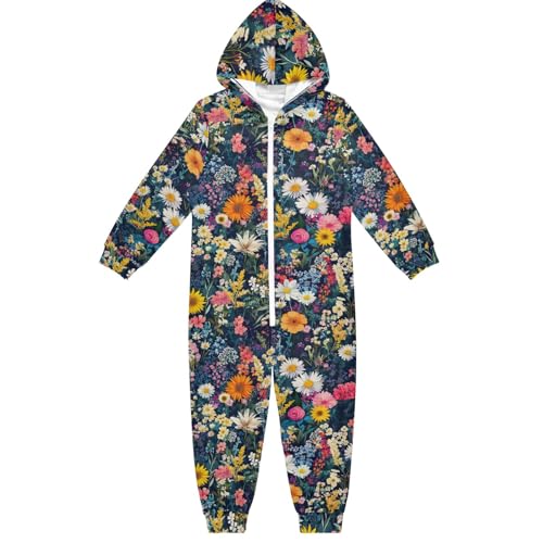 CHIFIGNO Mameluco para niños, diseño de flores coloridas, overol de una pieza, disfraz novedoso de cosplay para niñas y niños, talla 4T